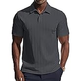 PJ PAUL JONES Mens Polo Shirts Short Sleeve Knit Polo Casaul Collared Polo Shirts Wrinkle-Free Golf Polo