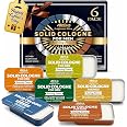 6 Pack Solid Cologne Gifts for Men, Fathers Day Gift for Dad Husband from Wife Daughter, Mens Cologne Gifts with Cedar Wood, 