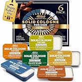 6 Pack Solid Cologne Gifts for Men, Fathers Day Gift for Dad Husband from Wife Daughter, Mens Cologne Gifts with Cedar Wood, 