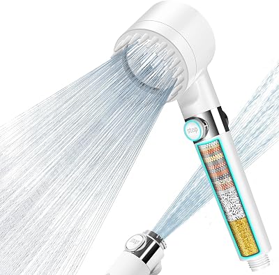 MEKO Hard Water Filter Shower Head 15 Stage 3+1 Modes High Pressure 1.5m Hose