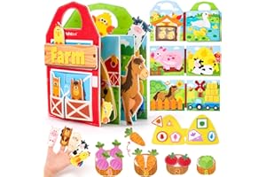 hahaland Montessori Busy Books for 1 Year Old, Farm Animals Busy Board for Toddlers 1-3 Montessori Toys 1 Year Old Boy Girl, 