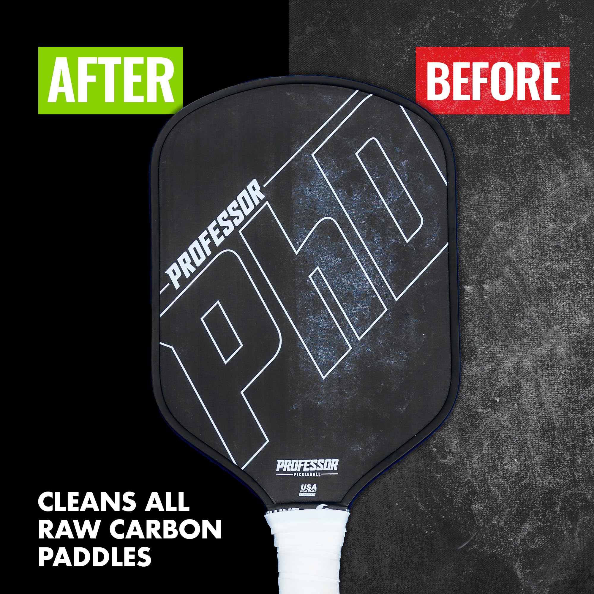 Professor Pickleball - Carbon Cleaner, Premium Pickleball Paddle Eraser for Raw Carbon Fiber Paddles, Effortless Residue Removal, Quick & Effective, Eliminates Ball Residue, Dirt, Scratches