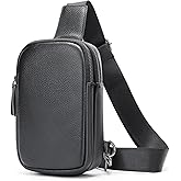 Genuine Leather Sling Bags for Men Crossbody Purse Vintage Small Messenger Shoulder Bag for Phone Side Chest Daypack Bag