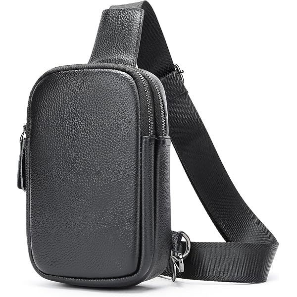 Amazon.com | Le'aokuu Men Real Leather Sling Messenger Bag Waist