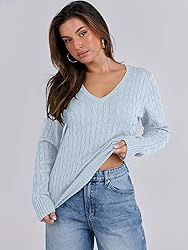 ANRABESS Womens Long Sleeve Cable Knit Sweater 2025