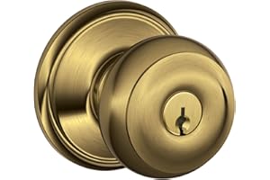 Schlage Georgian Antique Brass Steel Entry Lockset ANSI Grade 2 1-3/4 in.
