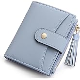 yiijay Small Wallet for Women RFID Blocking Tassle Bifold Slim Thin Leather Wallet Credit Card Holder Wallet Ladies Mini Wallet with Zipper Pocket