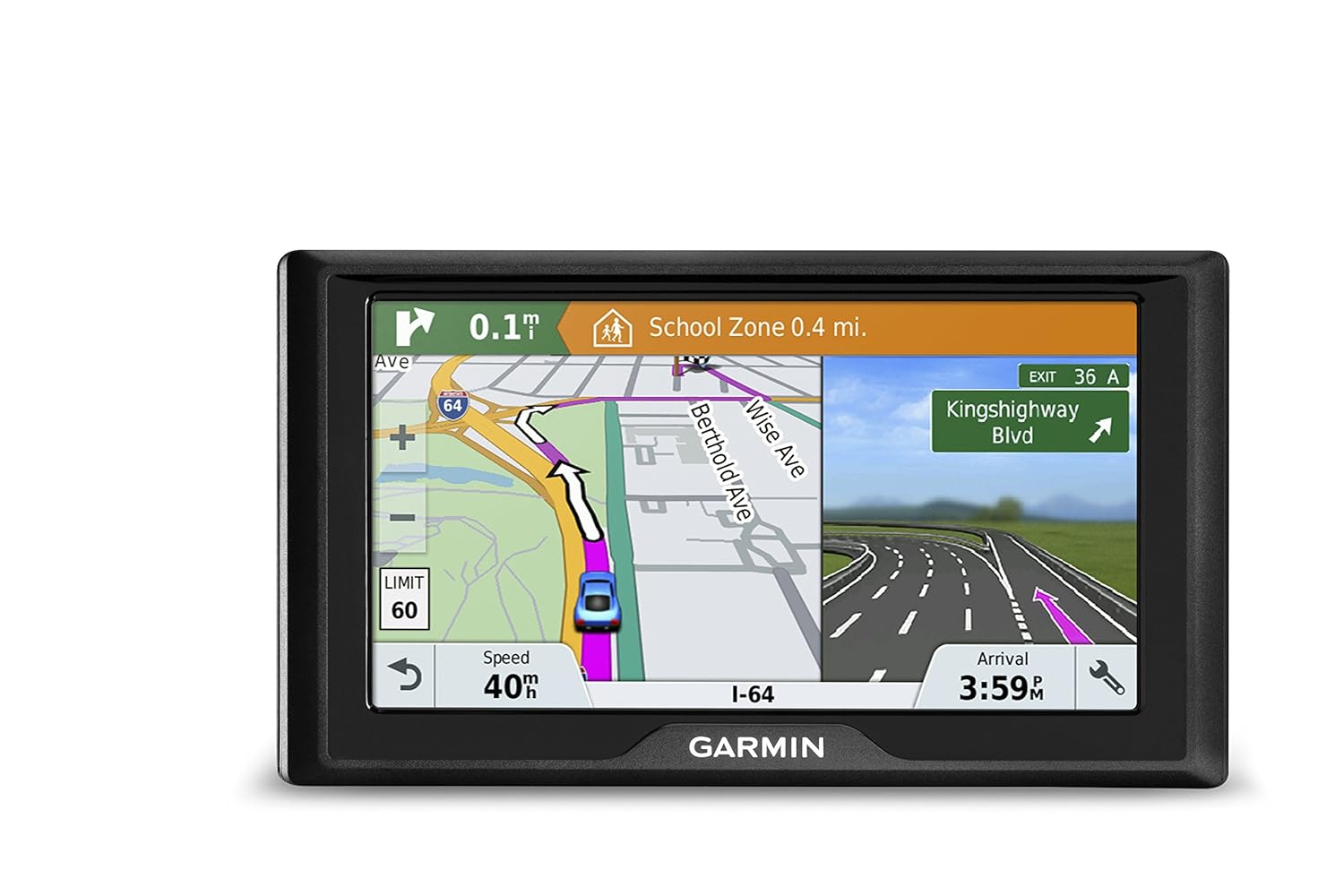 Garmin Drive 51 USA+CAN LM GPS Navigator System with Lifetime Maps, Spoken Turn-By-Turn Directions, Direct Access, Driver Alerts, TripAdvisor and Foursquare Data