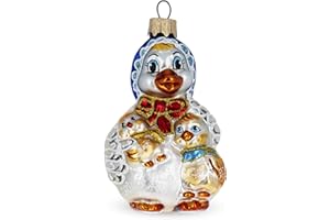BESTPYSANKY Mother Goose with Ducklings Glass Christmas Ornament