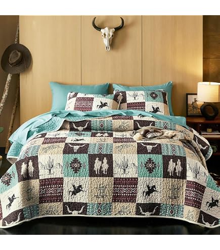 BestGiftEver Southwest Wild Horse Steppdecke – Queen Size Mit Kissenbezügen, Lodge-Style