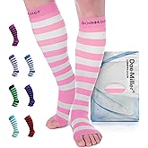 Doc Miller Compression Socks for Pregnant Women – Wide Calf, Open Toe Knee Sleeve 15-20 mmHG,Toeless Pregnancy Stockings for Varicose Veins, Footless Shin Splint Relief, 1 Pair