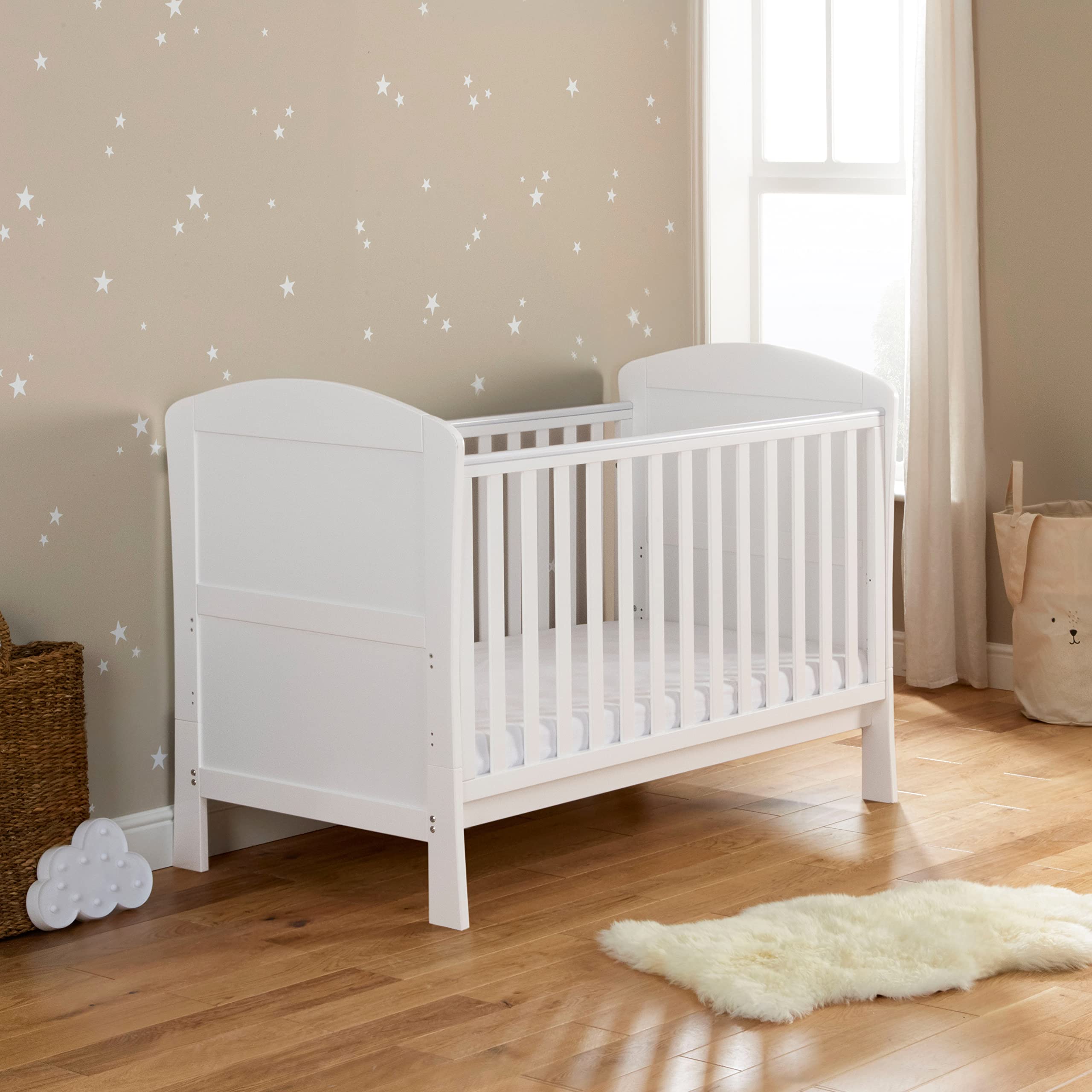 Babymore Aston Drop Side Cot Bed without Mattress | 0 Upto 5 Years, White