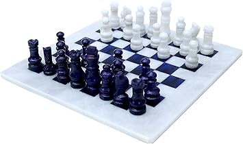 blue marble chess set