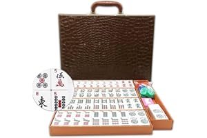 MOSE CAFOLO American Mahjong Game Set 166 White Engraved Tiles for Western Mah Jong, Mah jongg Play with Traveler Size Carrying Case, Dices, Chips, Manual,Wind indicator - Racks and Pushers not included