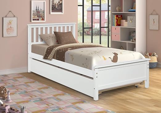 Amazon Com Hanway Twin Sleigh Bed With Trundle Twin Sleigh Bed Frame Solid Pine Twin Sleigh Bed Frames Bed Frames Bed Frames With Trundle Wood Bed Frame