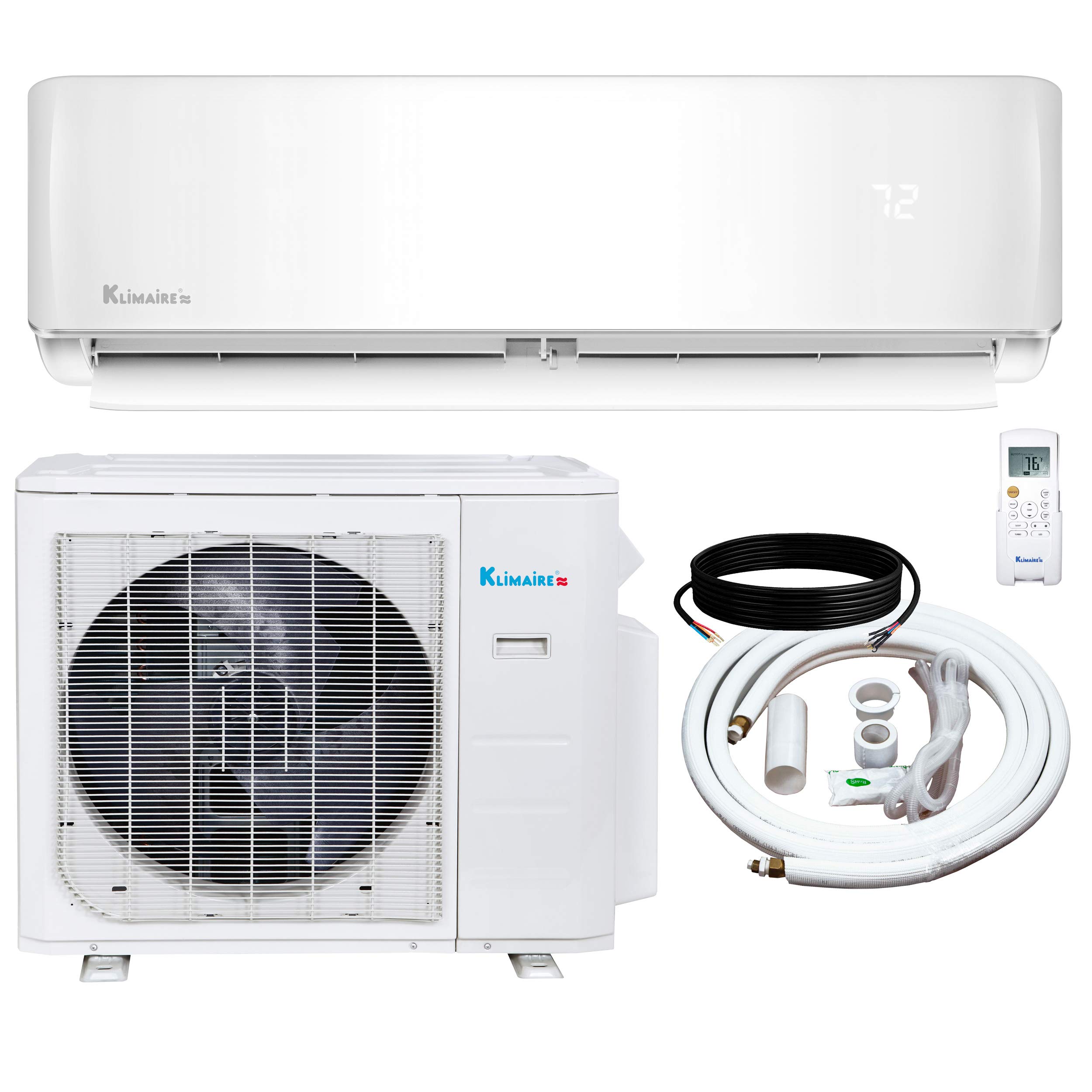 Klimaire 30,000  BTU  21 SEER Ductless Mini-Split Inverter Air Conditioner Heat Pump System with 15-ft Installation Kit and Wall Bracket