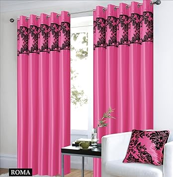 Skippys Roman Vorhange Schal Mit Osen Rosa Schwarz Vorhang Gardine Dekoschal Mit Osen Vorhange 167x183cm Bxh Gardine Fur Wohnzimmer Schlafzimmer 2er Set Amazon De Kuche Haushalt