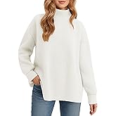 YUCOLEN Women's Oversized Sweaters Turtleneck 2026 Fall Outfits Trendy Drop Shoulder Knit Side Slit Pullover Sweater Tops