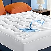 Bedsure Twin Mattress Pad Waterproof - Thick Quilted Fitted Mattress Protector with 8-21" Deep Pocket, Soft Mattress Topper f