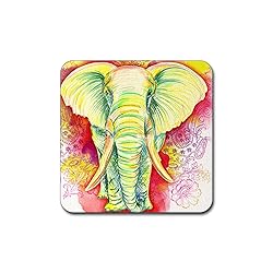 Elephant Pattern Square Coaster Set - Made of