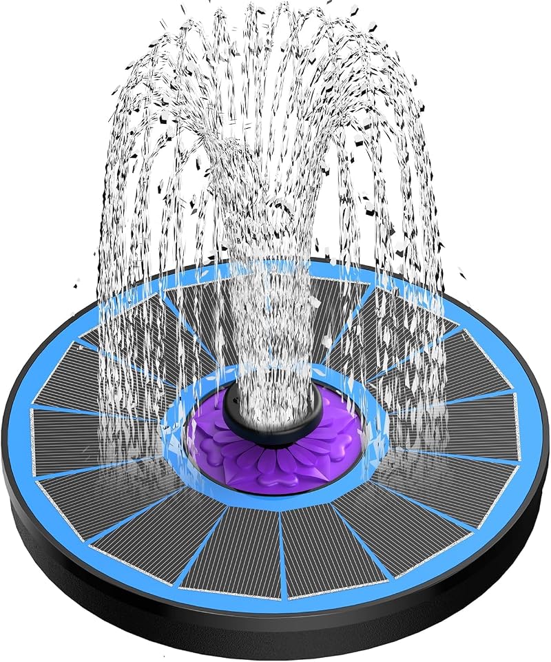 SZMP Solar Fountain 3.5W Glass Panel 7 Nozzles Bird Bath Garden Pond