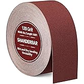 120 Grit Sandpaper Roll 3'' x 100 ft Emery Cloth, Aluminum Oxide Sanding Paper for Drum Sander, Wet Dry Adhesive Sandpaper for Wood, Metal, Furniture, Automotive, Copper Pipe