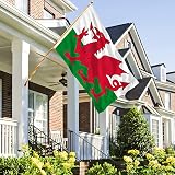 SHATCHI Welsh Flag 3x2 ft Wales Dragon Cymru Polyester Flag with Brass Eyelets view 5