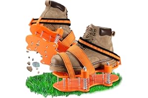 MAGTSMEI Upgraded Double Layer Lawn Aerator Shoes for Grass, Spring Lawn Aerating Shoe, Free Installation Heavy Duty Spiked Aerating, Aerator Lawn Tool for Yard Patio Garden Orange, Patent Pending