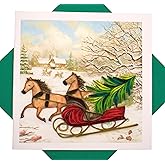 GREENHANDSHAKE Christmas Quilling Card 3D Collection - Unique Dedicated Handmade, Design Greeting Card for all occasion (Sleigh Ride with Tree)