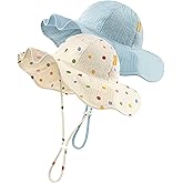 HONGTEYA Baby Sun Hat Muslin Toddler Bucket Hat for Girls Boys Infant Wide Brim Sun Protection UPF 50+