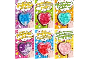 SURCVIO Valentine Day Gifts for Kids, 24 Pack Pop Fidget Heart-Shaped Mini Push Bubble Sensory it Fingertip Keychain Fidget Toys Decompression Valentines Classroom Party Favors Exchange Gifts
