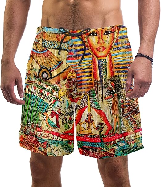 Eslifey Vintage Egyptian Style Swim Trunks Elastic Swimsuit Board