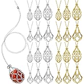 Landical 24 Pcs Crystal Holder Necklace Bulk 3 Sizes Crystal Stone Cage Necklace Adjustable Metal Valentine Gifts for Women