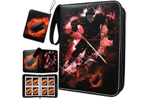 COYORO Hockey Card Binder, Trading Card Binder 4 Pocket with 50 Removable Sleeves Fits 400 Sport Cards, 3 Ring Card Holder Binder with Zipper, Collector Storage Album