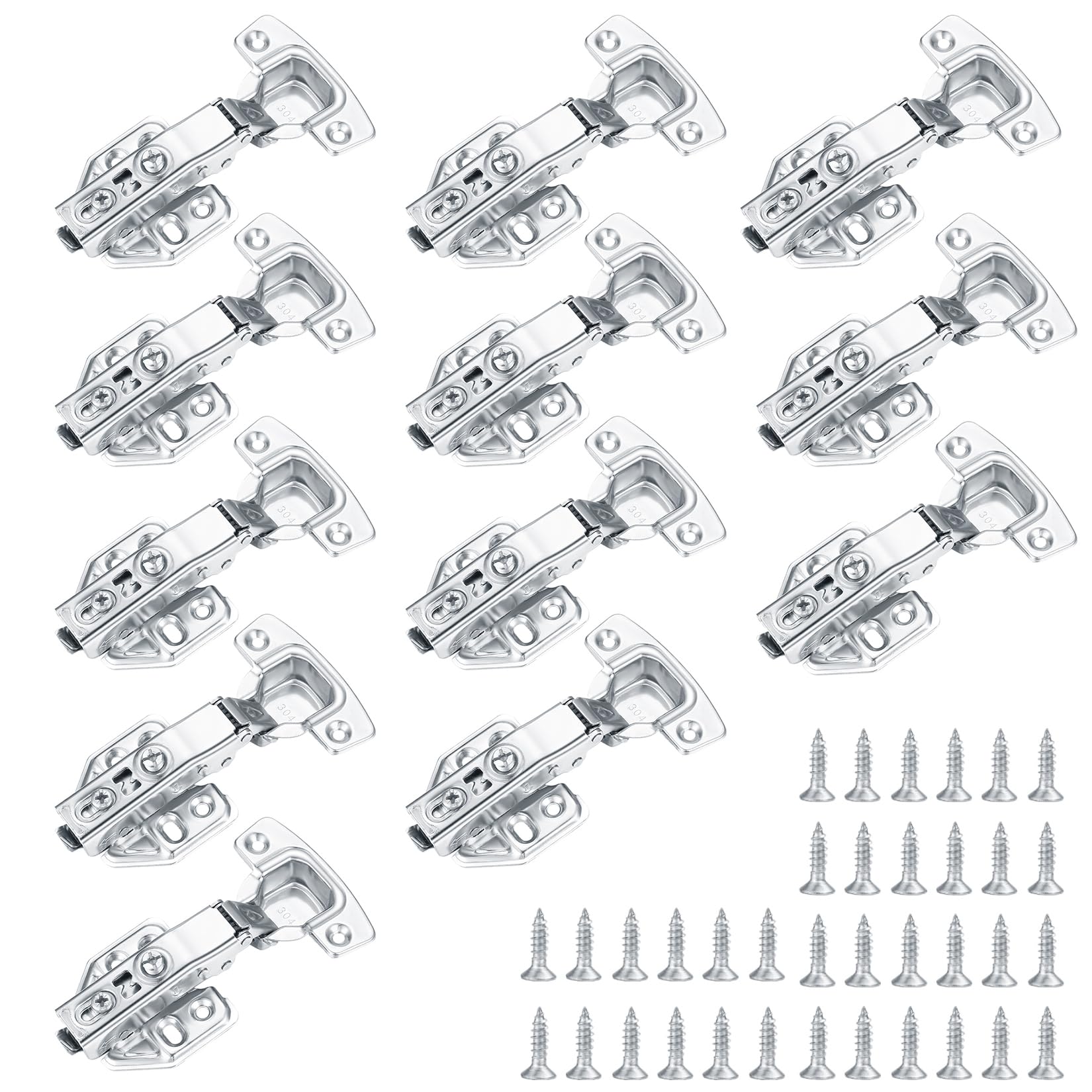 12pcs Kitchen Cabinet Soft Close Mute Full Overlay Hinges with Screws for Folding Wardrobe Cupboard Doors — image 1
