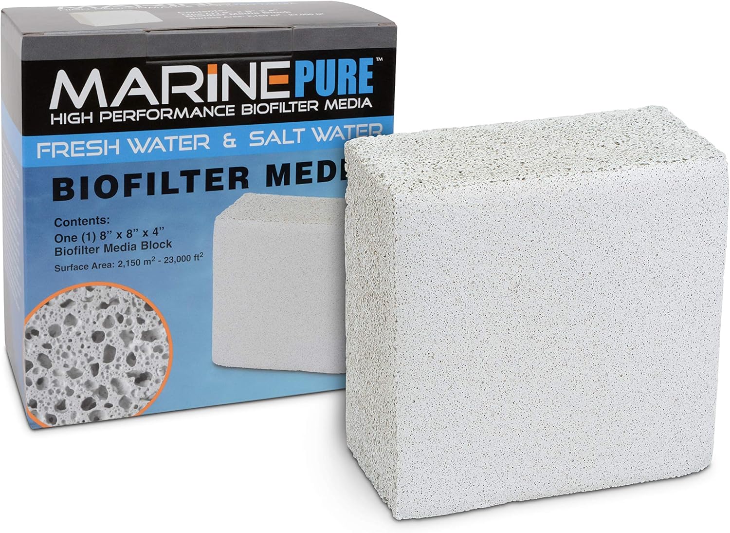 MarinePure CerMedia Block Bio-Filter Media for Marine and Freshwater Aquariums 8 by 8 by 4-Inch, white to off white, 4\" Block - Image 5