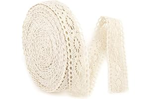 ZNZAKKA Vintage Lace Trim Ribbon, Crochet Sewing Lace Trim Crafts, Flat Thin Eyelet Lace Fabric for Bridal Wedding-Scrapbooking Embellishments Decorative Craft Supply, Width 0.8Inch 12Yards (Style C, Beige)