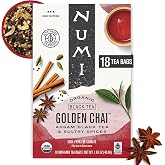 Numi Organic Golden Chai Tea, 18 Tea Bags, Assam Black Tea, Cardamom, Ginger &amp; Anise