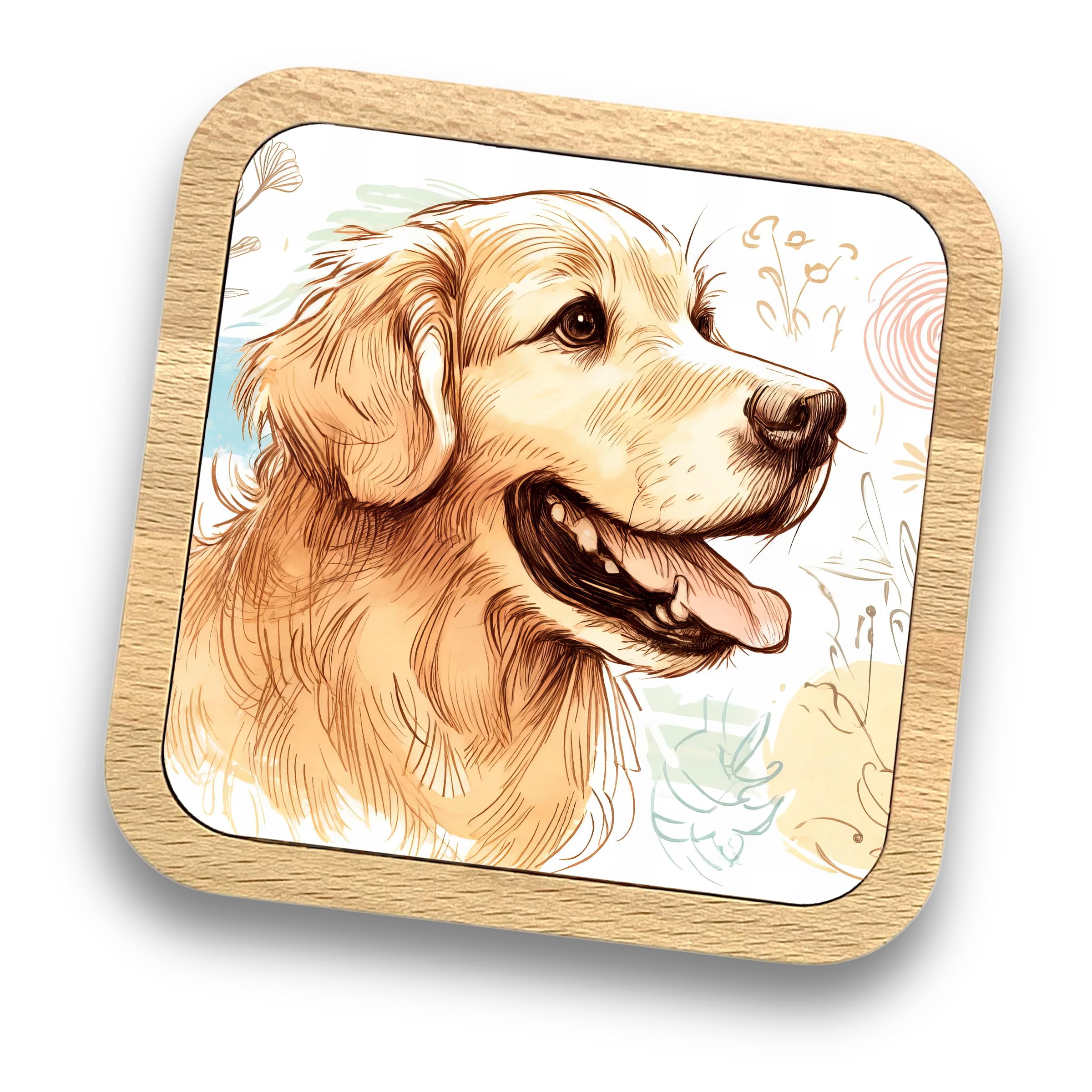 Golden Retriever Gift Idea Wooden Coaster - 20+ Breeds Available! โ Gift for Dog Dad, Dog Mum, Lovers, Owners, Walkers, Groomers โ Ideal Dog Themed Gift for Women, Men (Golden Retriever)