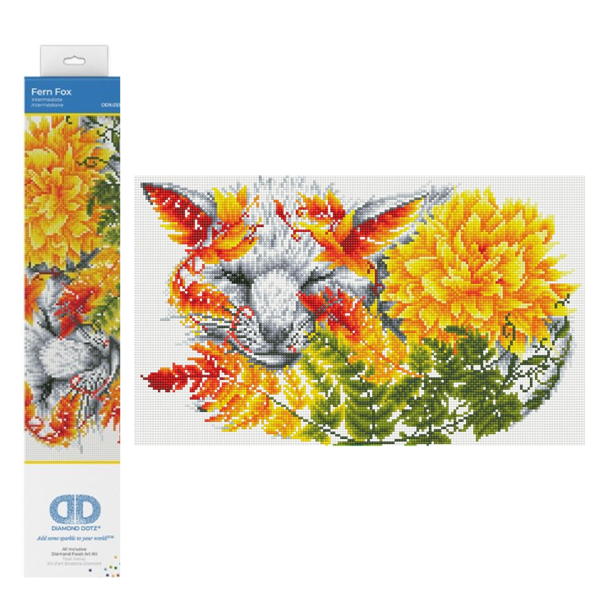 DIAMOND DOTZ Painting, Intermediate Kit, DD9, Fern Fox, 32 x 52cm