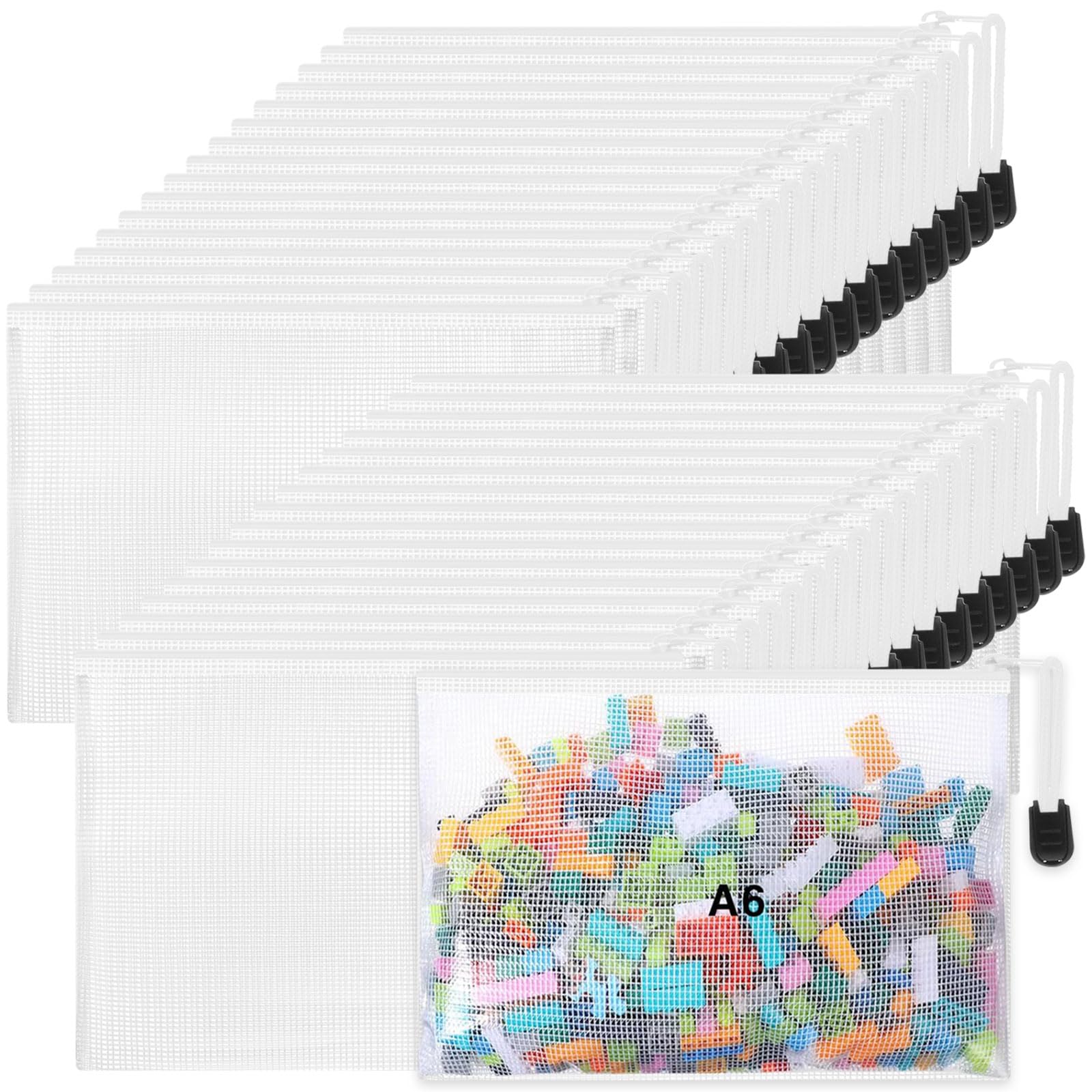 Photo 1 of Jetec 32 Pcs Mesh Zipper Bags Toy Storage Bikini Organizer Bag Bolsas Para Guardar Trajes De Baño Waterproof Zipper Reusable Pouch Puzzle Multipurpose for Storage Office(White,7.5 x 5 Inch)
