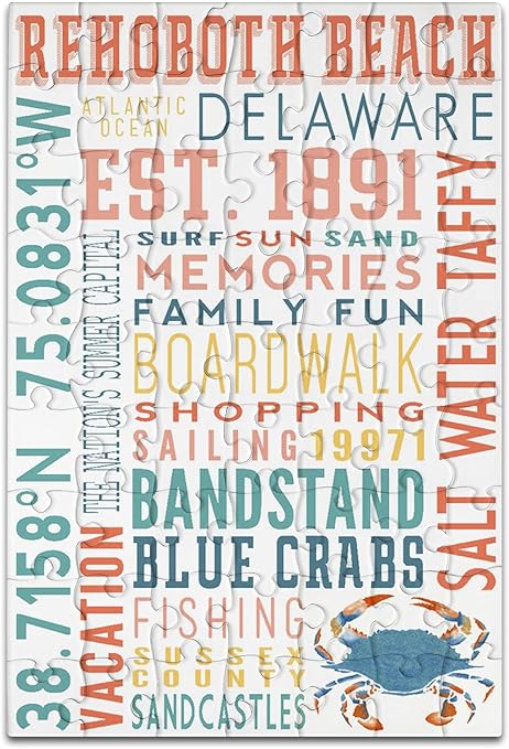 Amazon Com Lantern Press Rehoboth Beach Delaware Typography