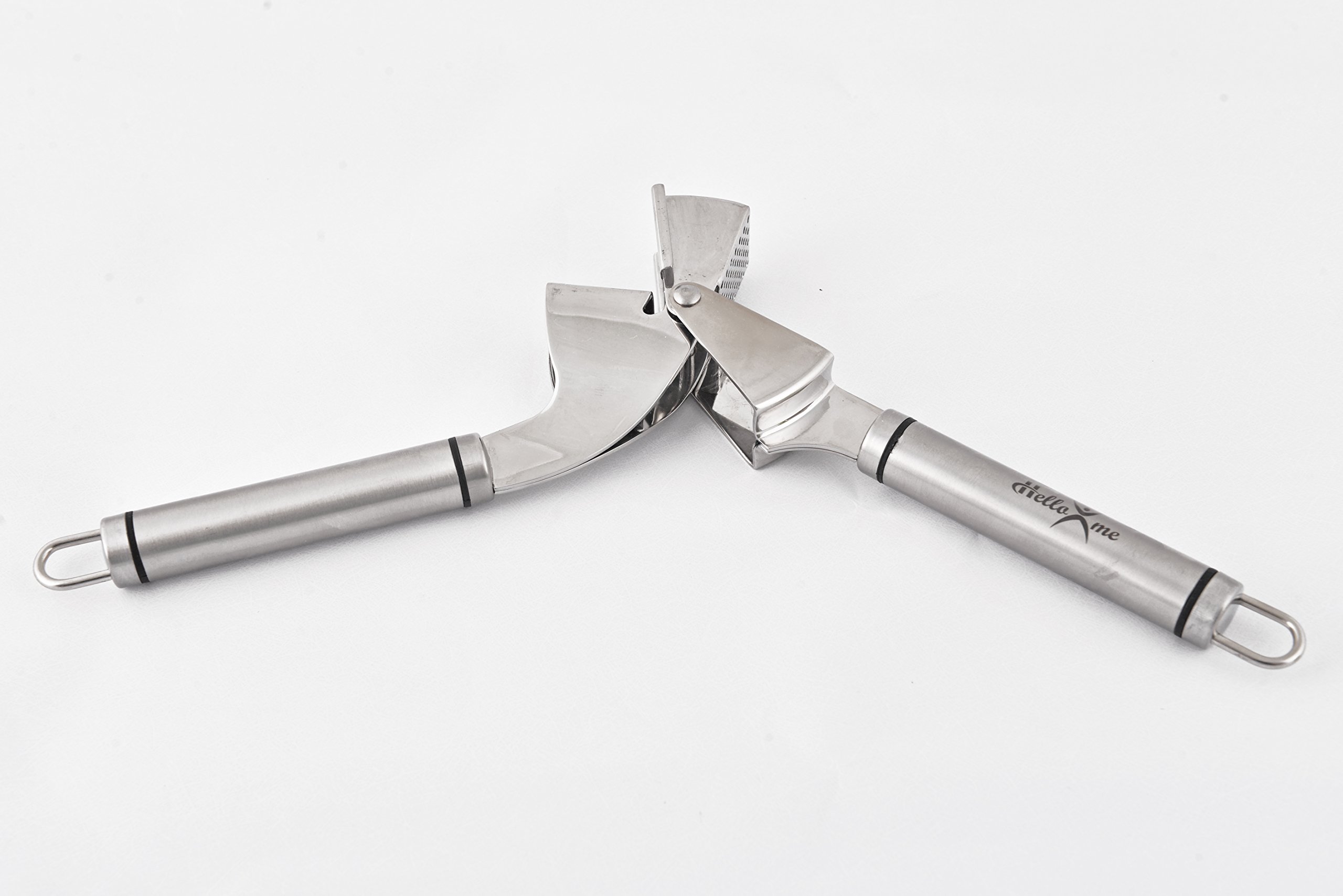 Garlic Press With Peeler and Brush Set,Hello X Me High-End Stainless Steel Garlic Press, Top Quality Garlic Mincer, Garlic Crusher, Garlic Masher and Silicone Roller, Soft-Handled Garlic Press