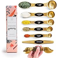 Magnetic Measuring Spoons Set - Stainless Steel Measuring Spoons - Magnetic Measuring Spoon Set, Gold Measuring Spoons Magnet