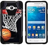Samsung Grand Prime Case, Dual Layer Shell Shock Impact Kickstand Case with Unique Graphic Images for Samsung Galaxy Grand Prime SM-G530 by MINITURTLE - Basketball Swish