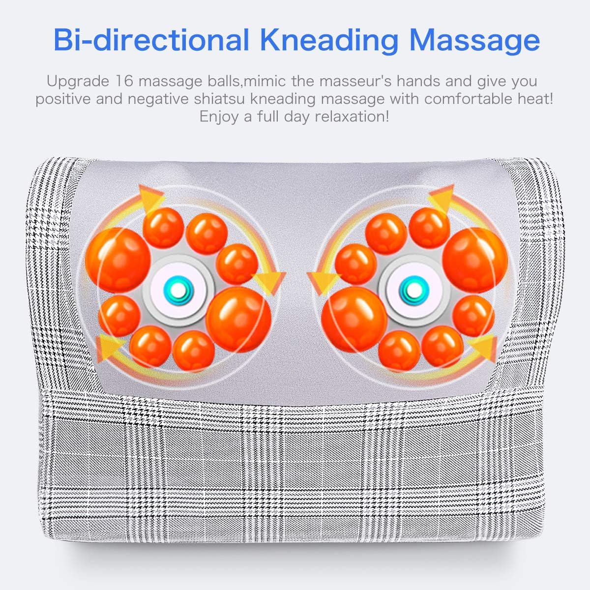 Neck Massager,Shiatsu Neck and Back Massager with Heat,Electric Back Massage Pillow with 16 Deep Tissue Massage Nodes for Back,Cervical,Shoulder,Foot,Body Muscle Pain Relief,Relaxation Christmas Gifts: Health & Personal Care
