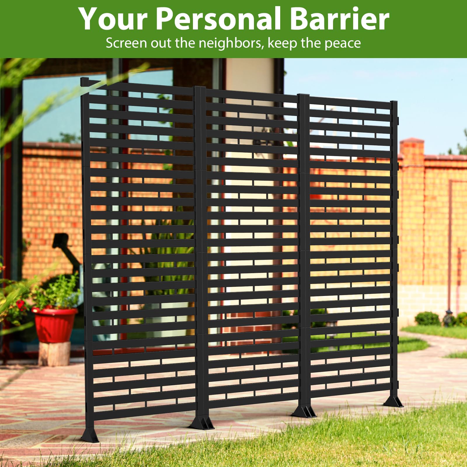Condition photo showing New/Like New for caduke 12 panels outdoor privacy screen freestanding, modular no-dig privacy fence panels, trash can