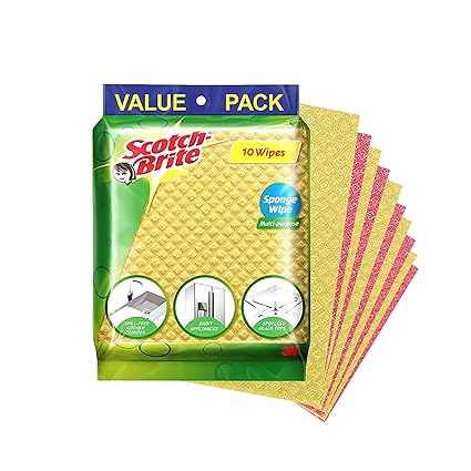 Scotch Brite Sponge Wipe, Pack of 10 (Colors May Vary)