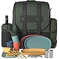 Picnic Backpack for 4 - Picnic Basket Set For 4. Stylish Picnic Set - Modern Picnic Bag, Blanket and Insulated Picnic Cooler.