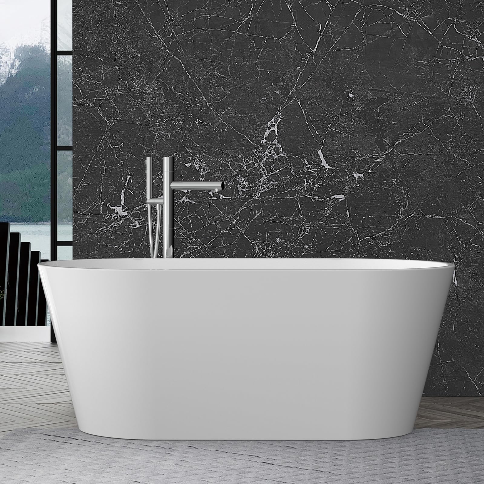 Photo 1 of **** xl pick up****67 Inch Acrylic Freestanding Bathtub with Chrome Drain & Overflow - Spacious Stand Alone Tub for Ultimate Deep Soaking in Your Bathroom Oasis,Marine White